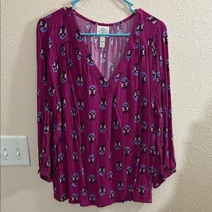 NWT St Johns Bay Purple Floral Blouse